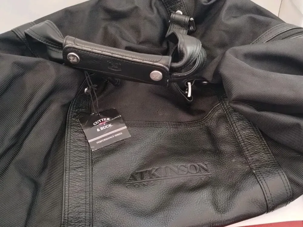 Cutter & Buck Black Canvas And Leather Duffle With Company Logo
